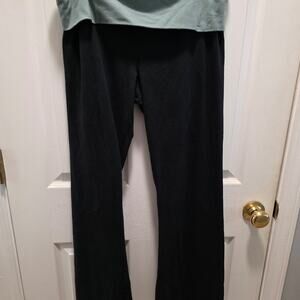 Victoria’s Secret Foldover Yoga Pants Black Sage Green Size Large Flare Leg
